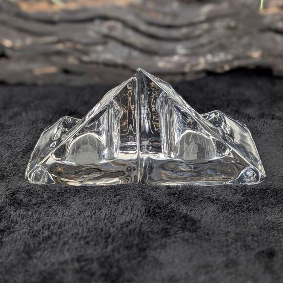 1960’s Pair of Nybro Sweden Volcano Crystal Candleholder Bookends - Picture 4 of 12